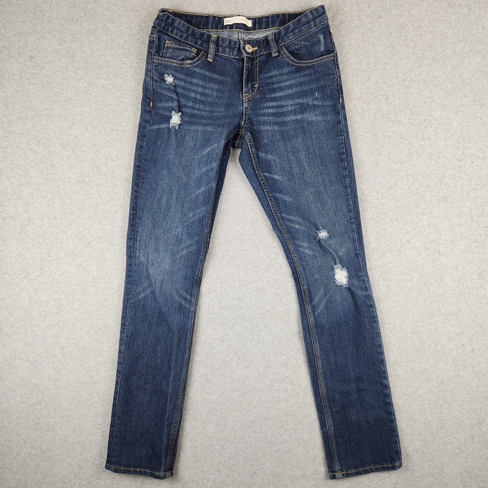 Levi's Jeans Girls Size 14 Regular Boyfriend Straight Leg Distressed Stretch